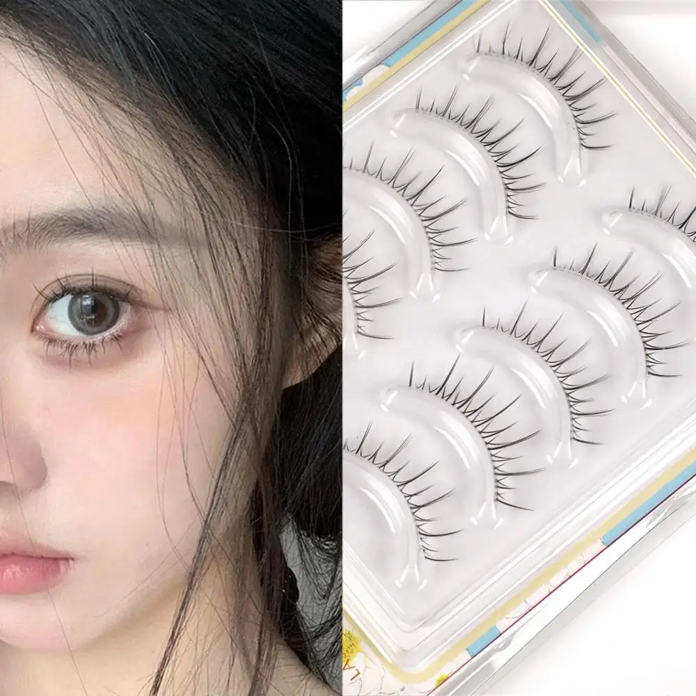 5Pairs Falsche Wimpern Kreuz Natur Wimpern Langes Weiches Haar Klarer Stiel Wimpernverlängerung Wiederverwendbare Kosmetik Schönheit Augen Make-Up Liefert