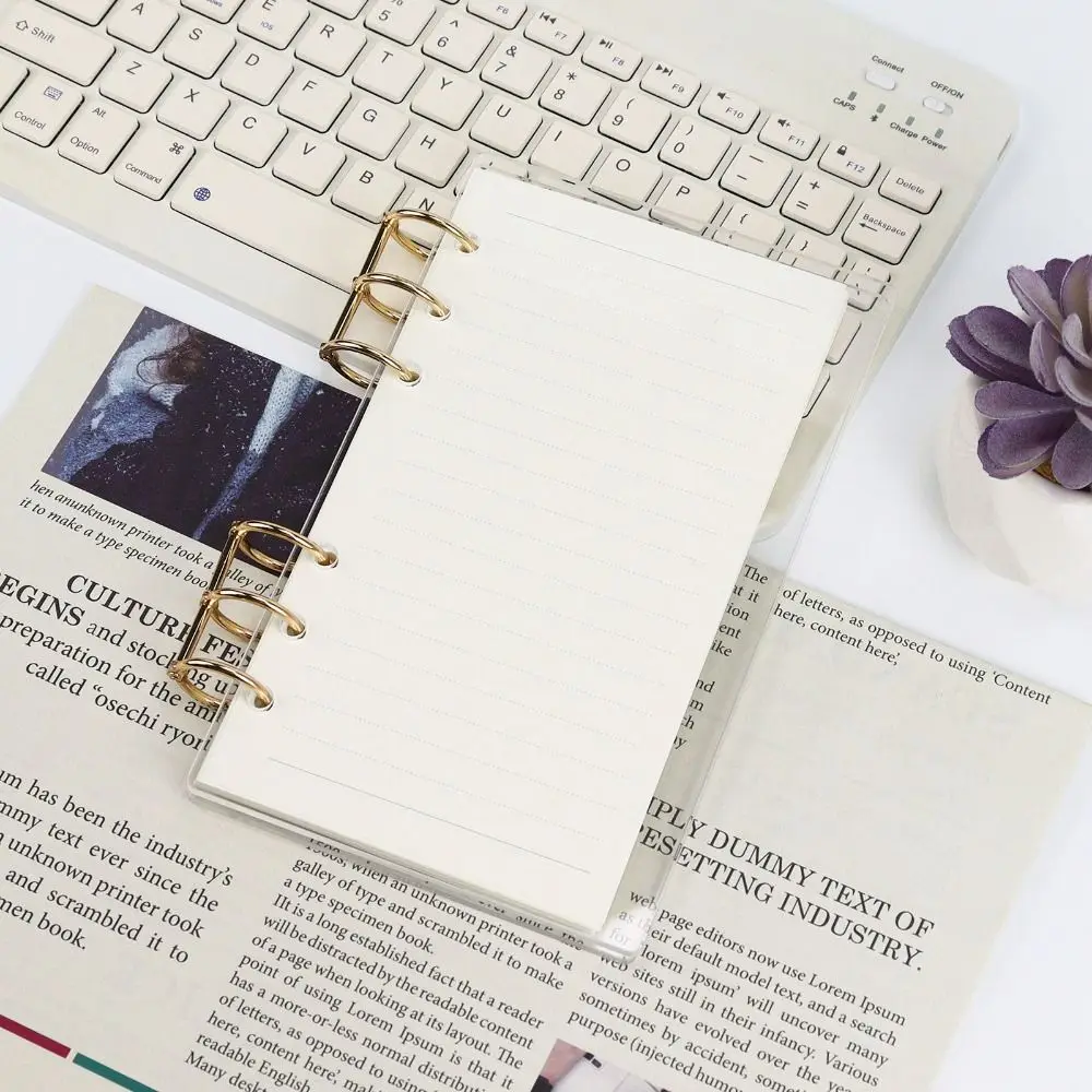 Acrylic A6 Notebook Cover Glitter Transparent Binder Notebook Shell Office Stationery Supplies Loose-leaf Notebook Shell Gift