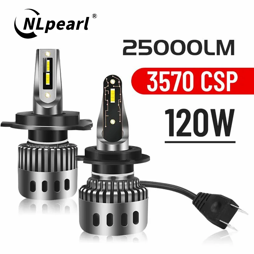 NLpearl H7 светодиодные фары 6000K H1 H4 H8 H11 светодиодные лампы противотуманные светильник 9012 Hir2 9005 HB3 9006 HB4 автомобильные лампы 25000LM 120 Вт Turbo Mini