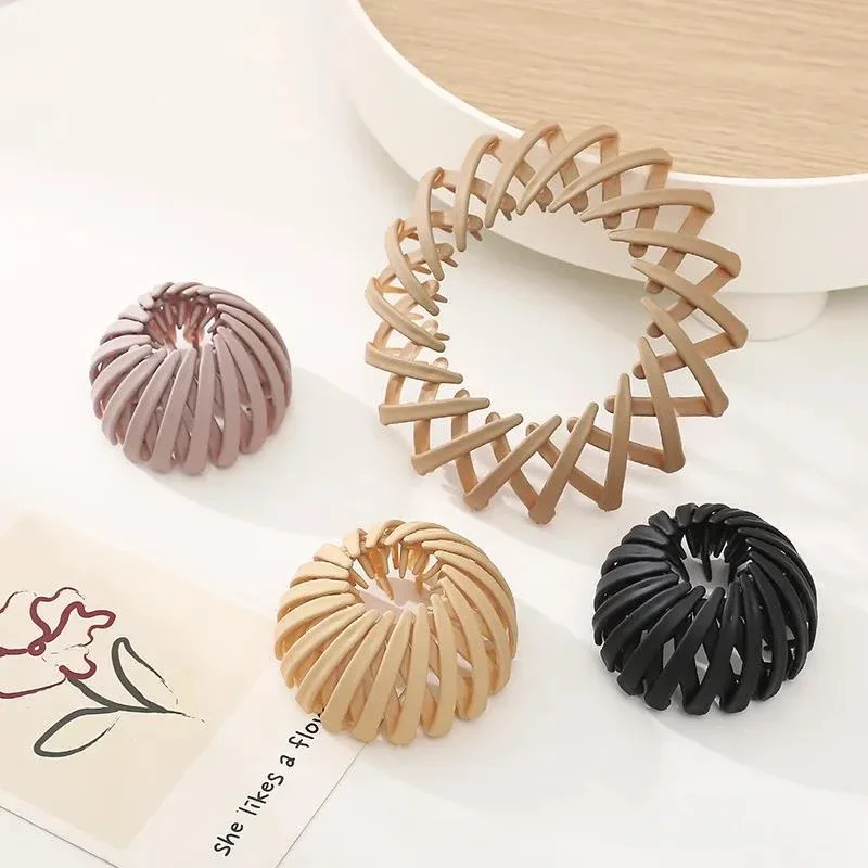 2024 Fashion Women Bun Hair Claw Horsetail Buckle Hair Clip Bird Nest Expanding Headwear Female Ponytail Holder Hair Accessories