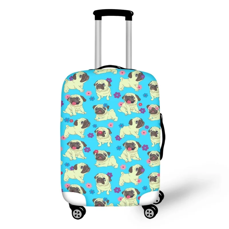 Desenhos animados Pug Padrão Bagagem Capa, Protetora Anti-Scratch Suitcase Covers, Zipper Trolly Case, Acessório de Viagem, bonito, 18-32"