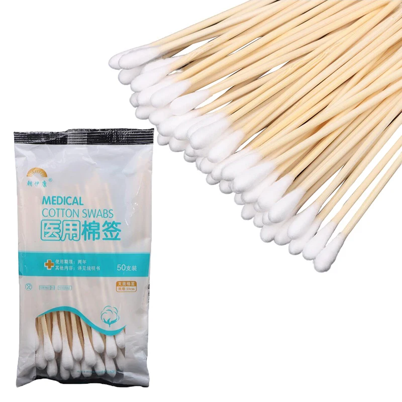 50Pcs/bag Baby Care Tools Disposable Cotton Swab Makeup Nose Ear Sticks Cleaning Lint Free Cotton Ear Care Buds Swabs