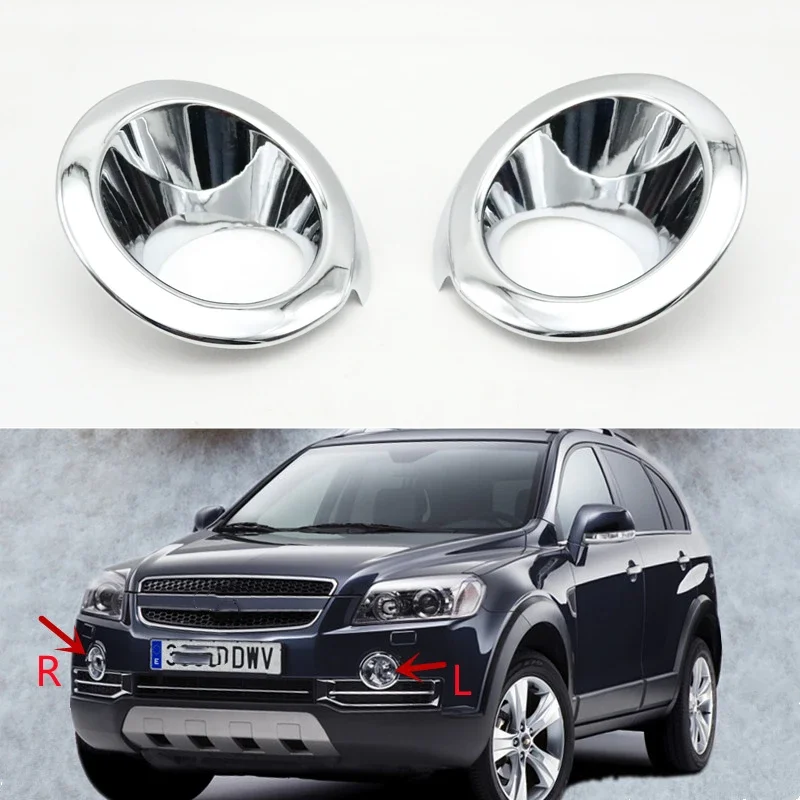 2 Pcs Chrome Front Bumper Fog Lamp Shell Cover  light Frame For Chevrolet Captiva 2007 2008 2009 2010