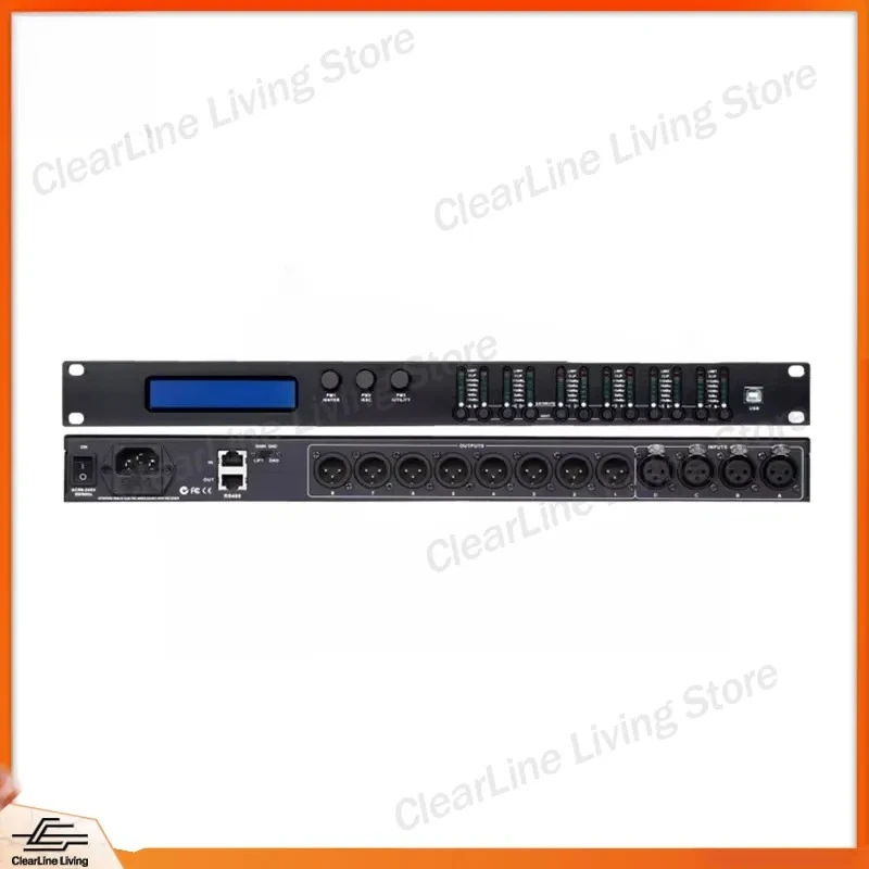 Professional 4 In 8 Out DSP Digital Audio Processor Speaker Management System Sound Controller Equalizer Crossover for PA