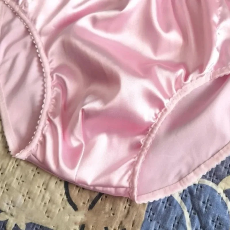 남성용 실키 터치 브리프 시시 섹시 핑크 팬티 글로시 소프트 미드 웨이스트 팬티 롤 플레이 언더웨어 크로스드레싱 파티 코스튬