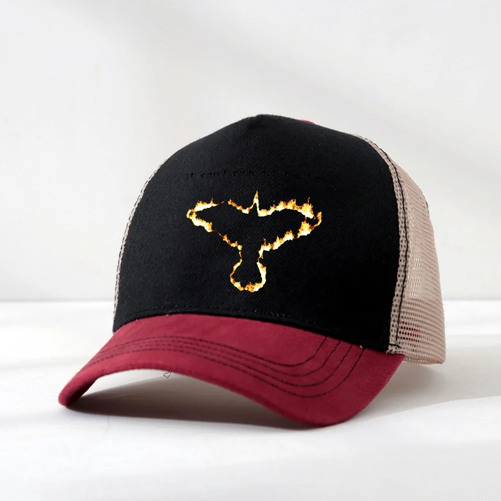 

It Can't Rain All The Time Print Baseball Cap Music Song Crow Raven hat fashion man Firree Crow caps Adjustable net Trucker hat