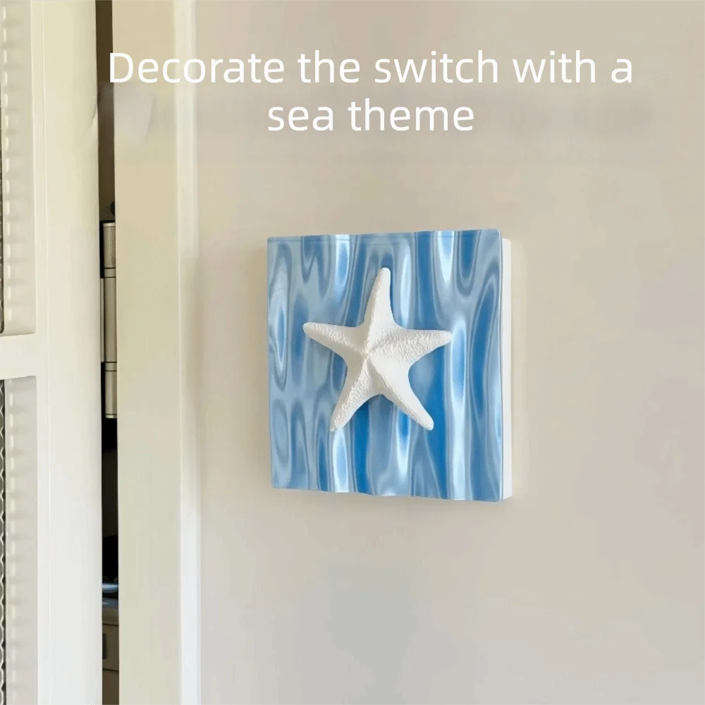3D Printed Light Switch Protector Three-Dimensional Shape Blue Water Ripple Light Switch Cover Ocean Themed