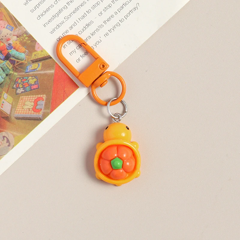 7Pcs Luminous Mini Fruit Turtle Resin Keychain Cute Bag Charm Pendant Trendy Creative Gift
