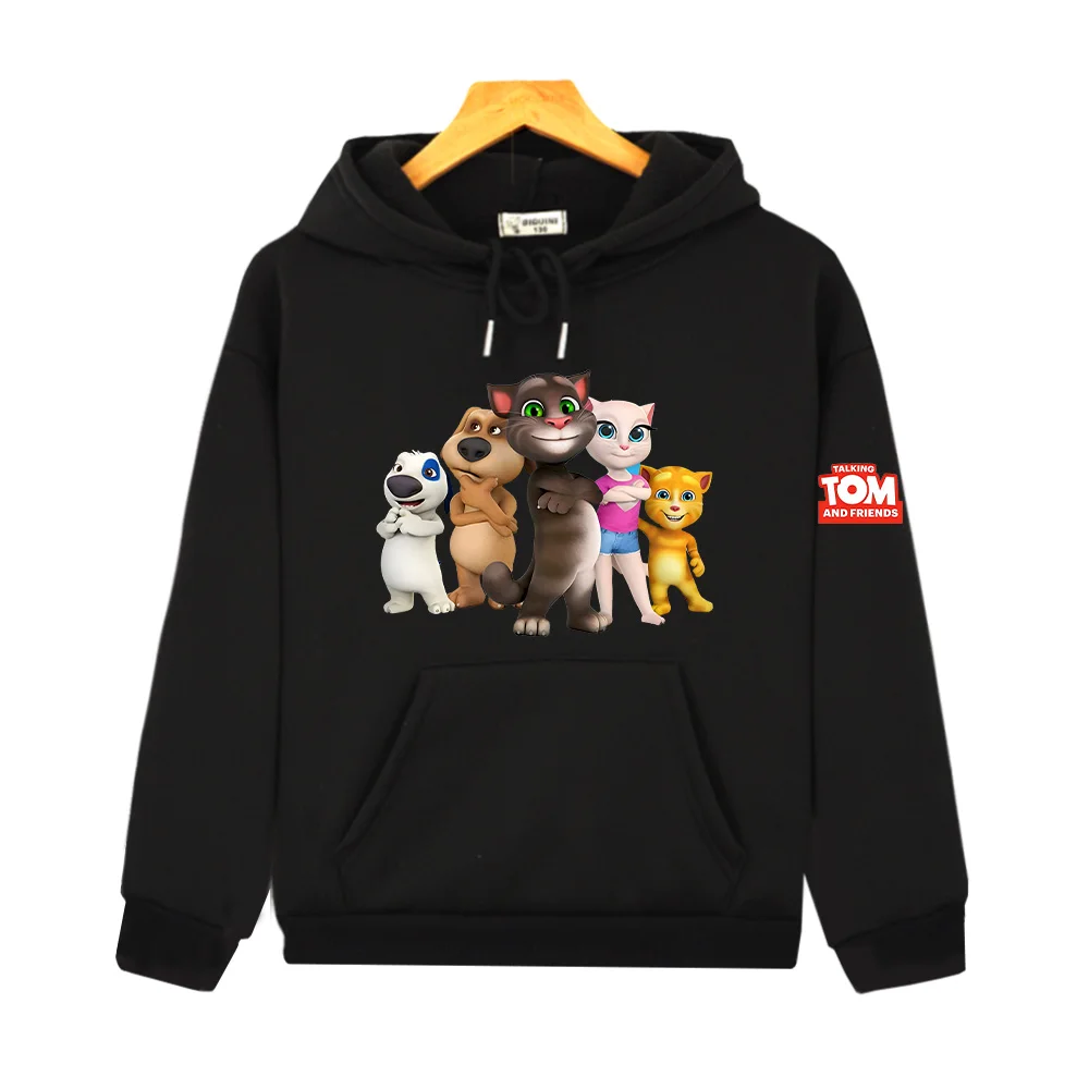 Cute Boys Girls Children's Clothing Talking Tom and Friends Hoodies Long Sleeve Fleece Pullovers Autumn Winter Loose Sweatshirts