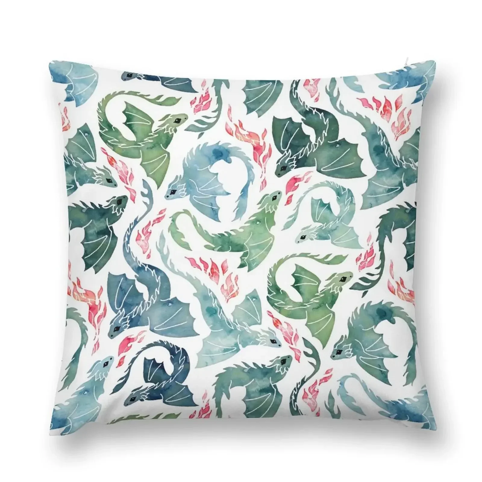 

Dragon fire blue & green Throw Pillow Decorative Sofa Cushion Cushions Home Decor Cushions For Children Sofa Cover pillow
