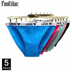 Woman Panties Cotton Briefs Sport Underpants Set Solid Color Sexy Fashion knickers Underwear 5 Pcs/set