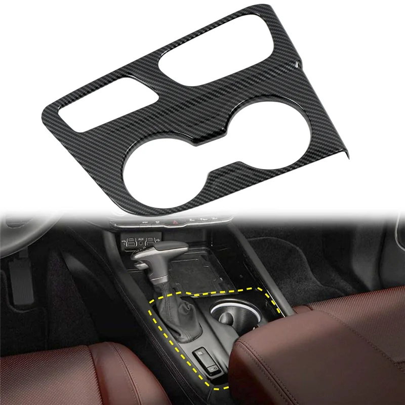 Car Carbon Fiber Center Console Gear Shift Water Cup Holder Frame Cover Trim Stickers for Dodge Durango 2021 2022