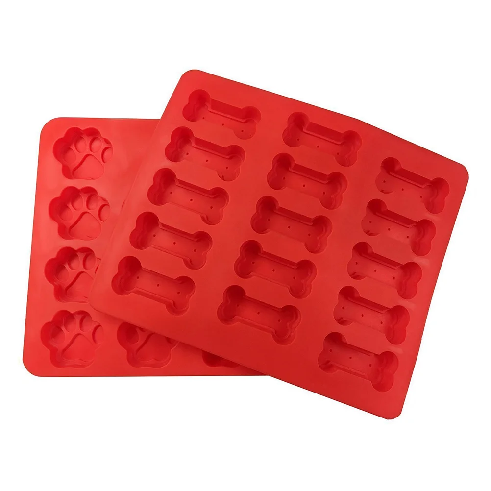 

2pcs Silicone Cake Mold Dog Bone Paw Design Non-Stick Flexible Baking Mold For Oven Microwave Dishwasher Freezer Safe
