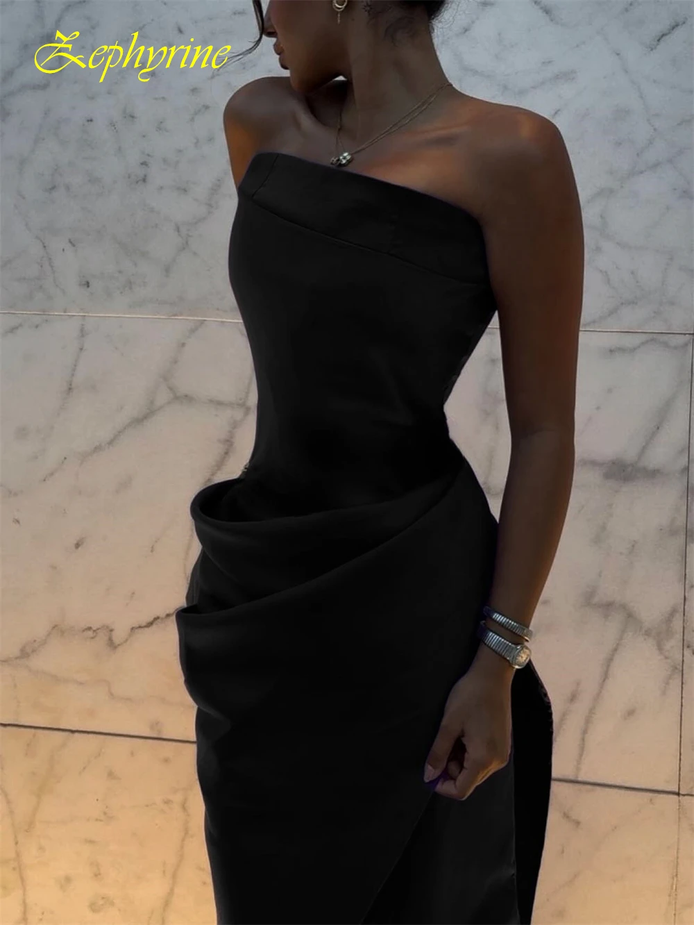 Vestido de noite sem alças simples personalizado e vestidos formais de cetim para ocasiões especiais e vestidos de baile sem mangas com temperamento