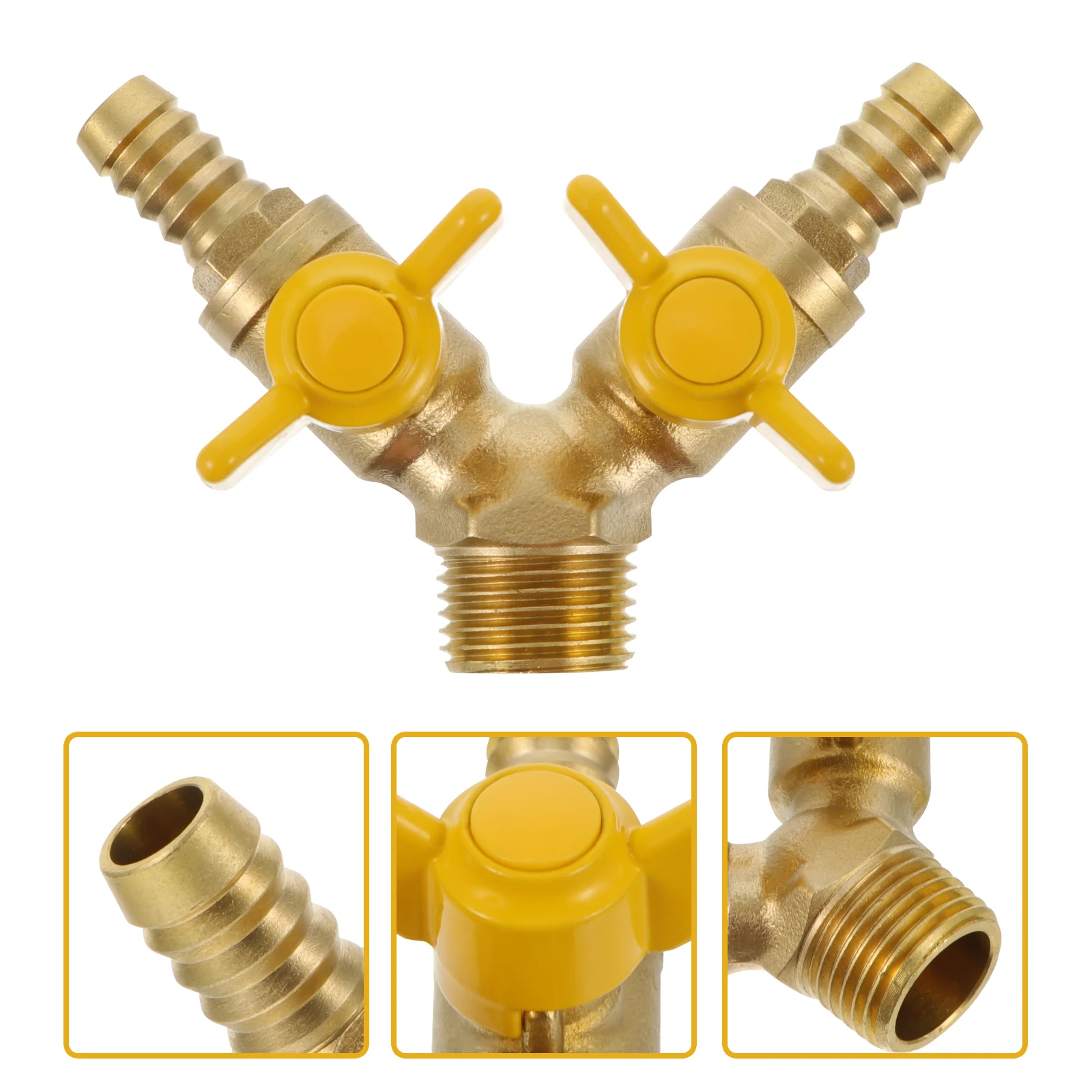 

Y Shaped 3 Way Valve Liquefied Petroleum Gas Three-way Switch Brass Ball Joint Golden