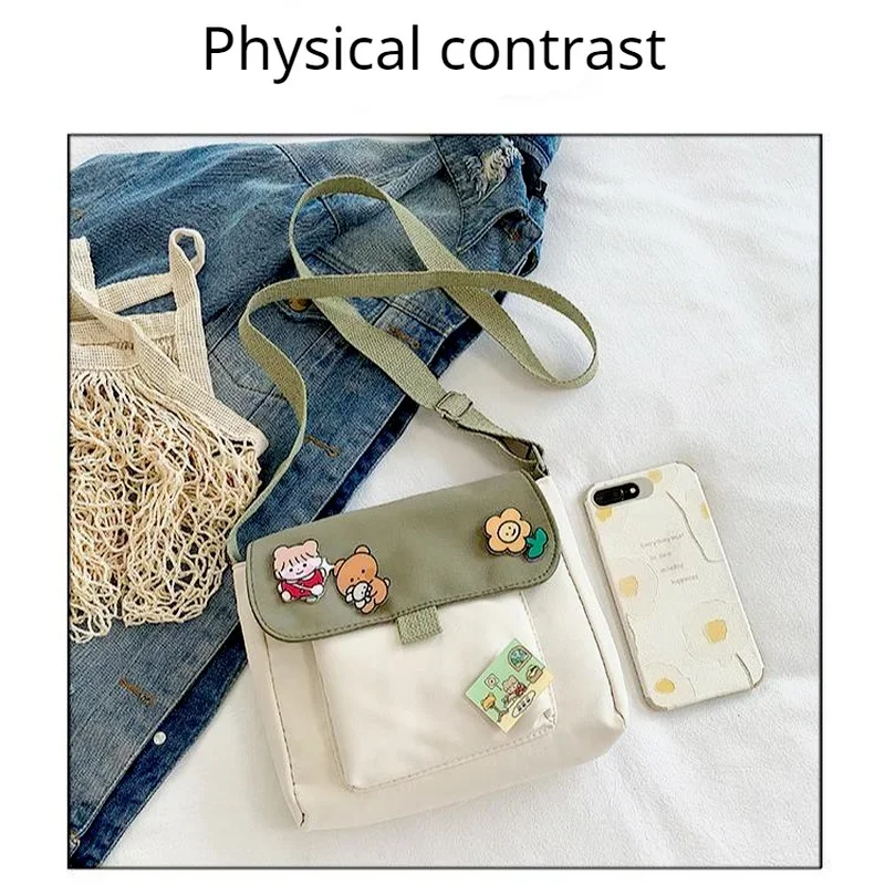 Canvas Small Bag for Women INS Japanese Crossbody Bags Cute Versatile Student Art One Shoulder Mobile Handbags Shoulder Bag