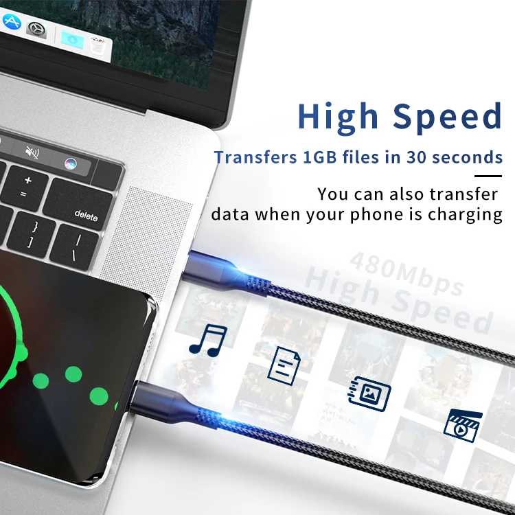 Super Fast Charge USB C Data Cable 5A Dual Type-C Connector with E-mark Chip for Huawei Xiaomi Notebook 100W Charging