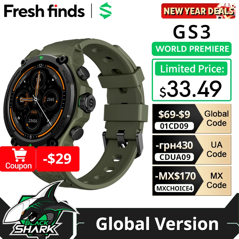 [World Premiere]Blackshark GS3 Smart Watch Global Version 1.43"AMOLED Display 21 Day Life GPS Satellite Positioning 5ATM