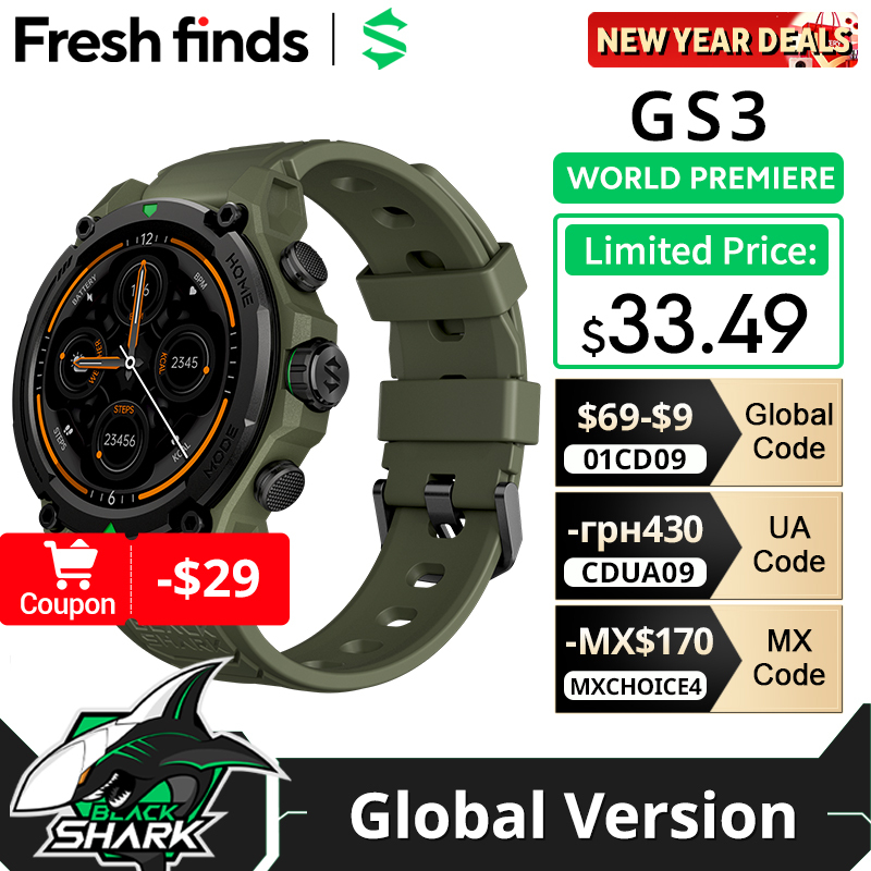  [World Premiere]Blackshark GS3 Smart Watch Global Version 1.43"AMOLED Display 21 Day Life GPS Satellite Positioning 5ATM 