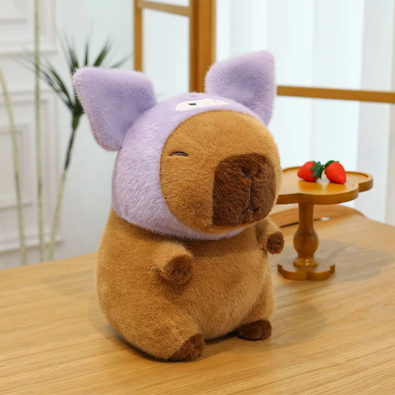 Kawaii Capybara Plush Toy Capybara Stuffed Doll with Hooded Costume Cute Plushie for Kids Birthday Xmas Gift for Girls