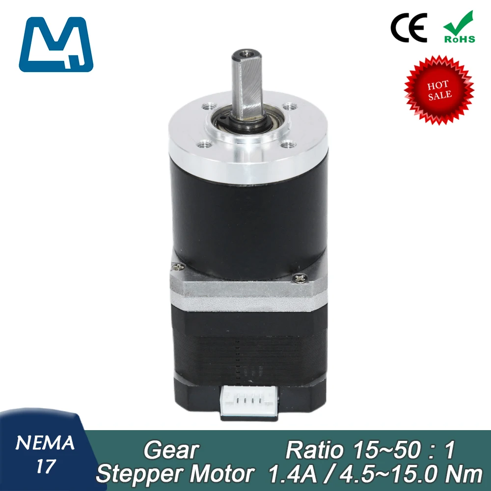 42 Stepper Motor 34mm Body Lenght 1.4A 0.3Nm Nema17 Planetary Gearbox Ratio 30:1