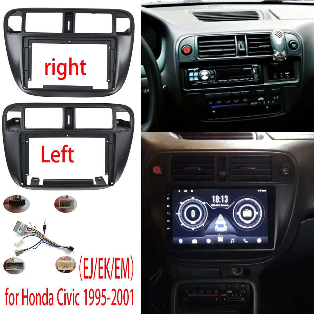 

9 Inch Car Fascia Radio Panel For Honda Civic (EJ/EK/EM) 1995-2001 Dash Kit Install Adapter Facia Console Bezel Plate Trim Cover