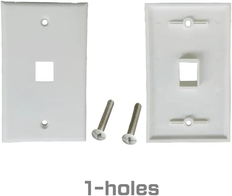 Placa de pared Keystone de 1 puerto (paquete de 10), placas de pared de una sola banda para conector Keystone RJ45 e insertos modulares, blanco