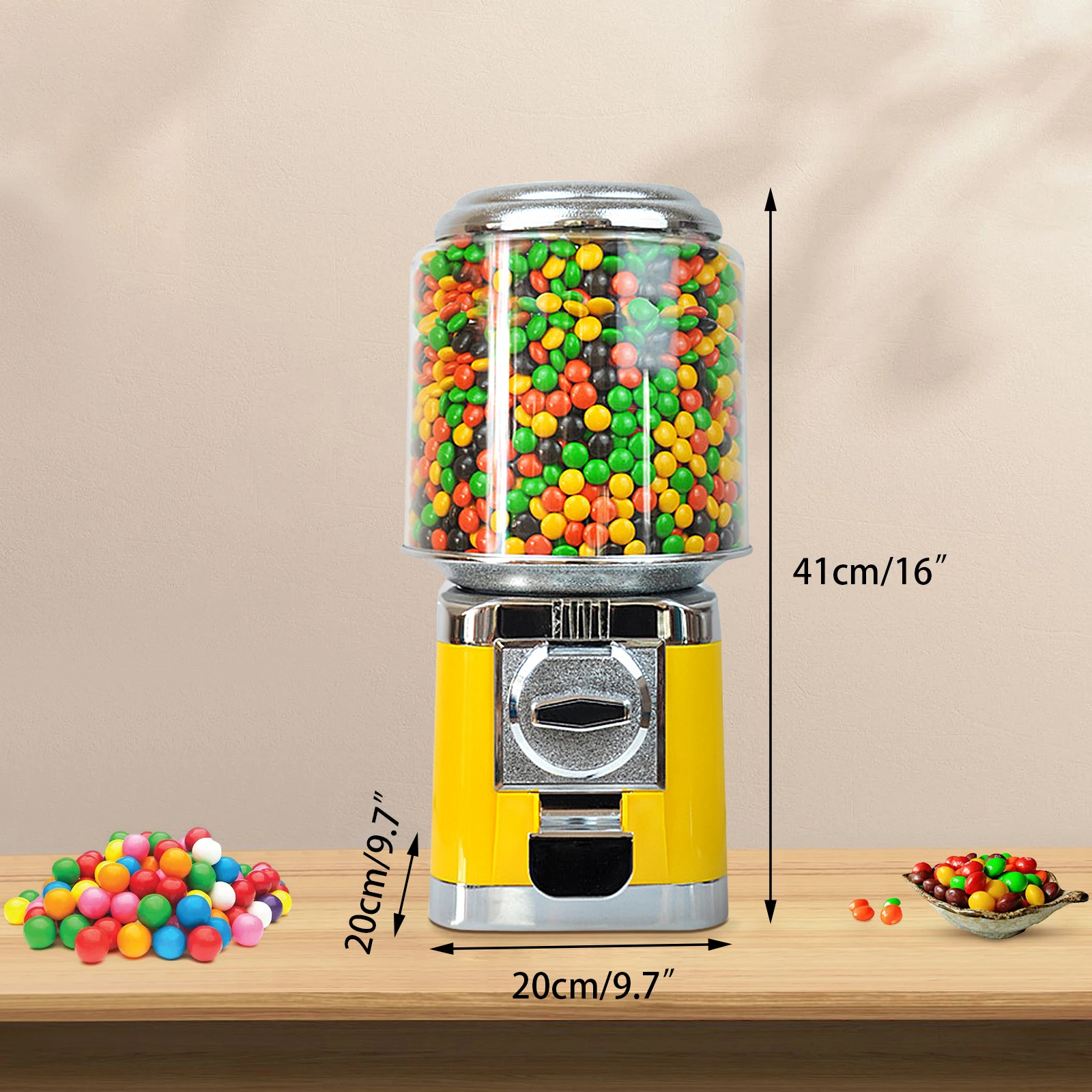 

Bulk Gumball Vending Machine Nut Candy Vending Machine Treat Dispenser YELLOW