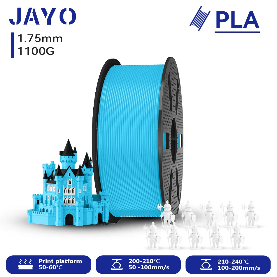 JAYO 1100G 3D PLA Druckerfilament 1,75mm Ungiftig & Blasenfrei PLA-Kunststoff als 3D-Druckfilament für 99% der 3D FDM Drucker & Stifte 1,1KG/Rolle