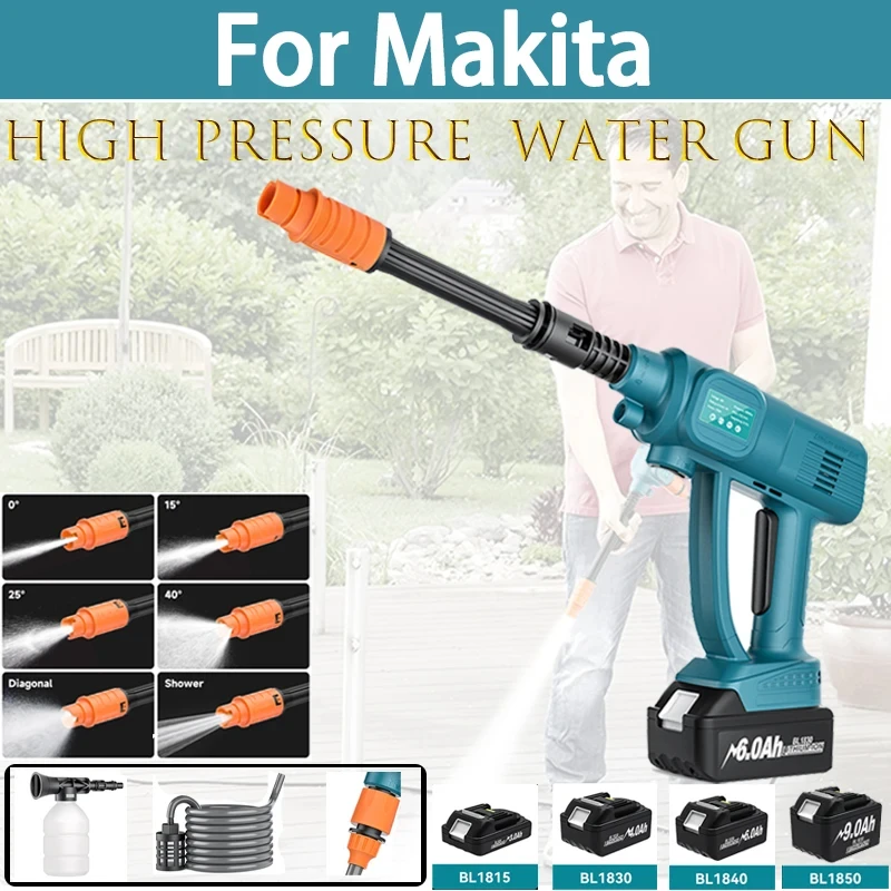 For Makita 18V Series Battery Power Handheld High-Pressure Washer Gun for Car/Home Cleaning Cordless Pressure Washer Compatible