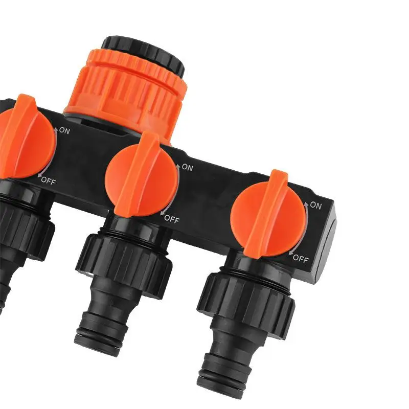 New Drip Irrigation 4-Way Garden Tap Water Splitter Water Pipe 4 Way Splitter Irrigation Valve Quick Connector Female