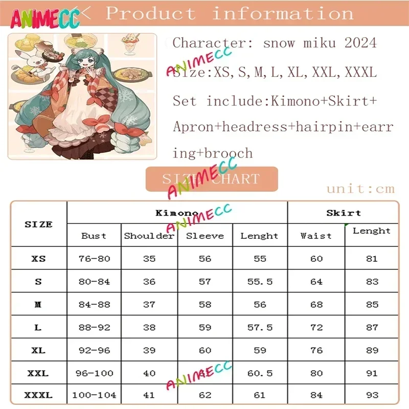 ANIMECC 2024 Sneeuw Miku Cosplay Kostuum Pruik Kawaiil Kimono Outfit Halloween Party Kerst Outfits voor Vrouwen Meisjes Volledige Set