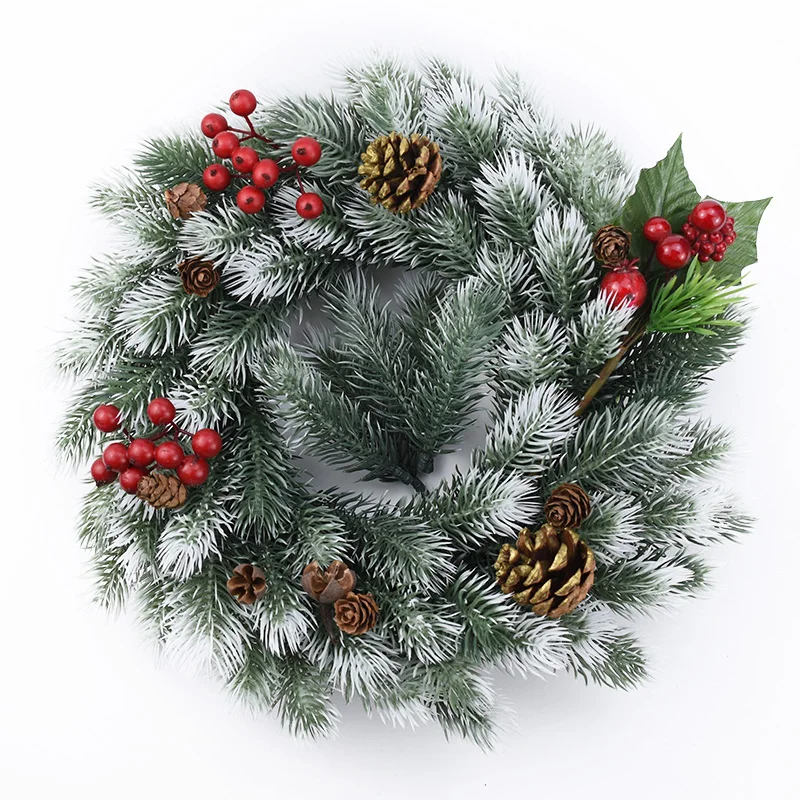40/80Pcs Artificial Plants Plastic Pine Needles Snowflake Christmas Tree Decora Home Room Table Diy Gift Candy Box Craft Garland