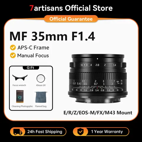7artisans 35mm F1.4 Mark II APS-C Prime Lens For Sony E ZVE10 A6000 FX30 Fujifilm FX X-H2 Micro 4/3 EPM1 Nikon ZFC Canon RF RP