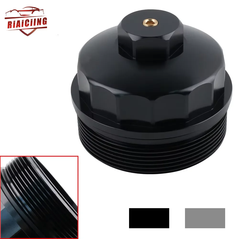 Racing Car Black Silver Oil Filter Cap For 03-07 Ford F250 F350 F450 F550 Super Duty Powerstroke Diesel 6.0L Vulnerable Part