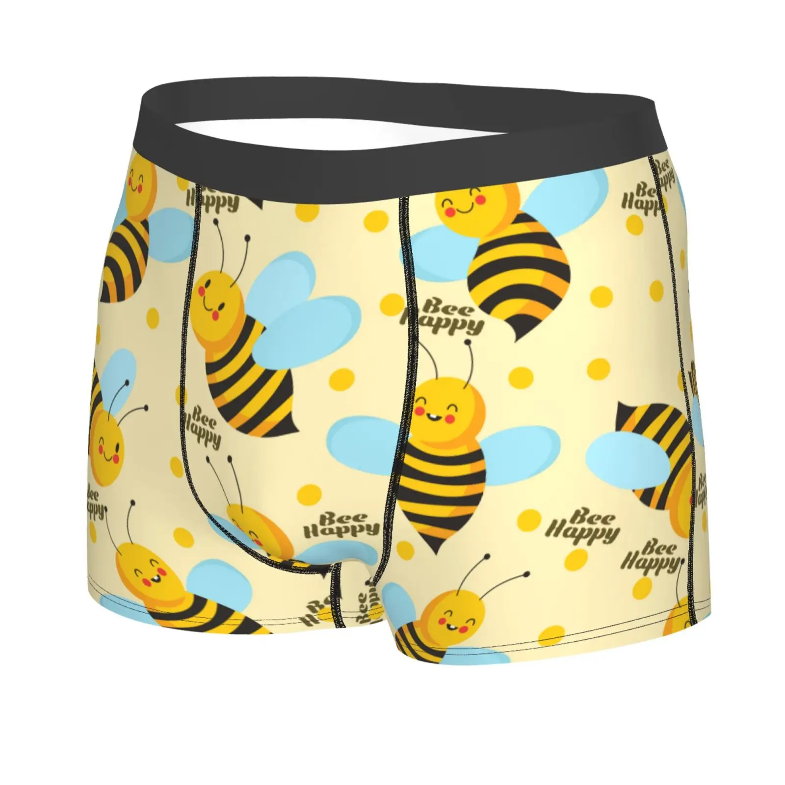 Happy Cute Bee Print Men's Underwear Healthy Soft Comfortable High-Quality Men's Briefs Stylish Trendy Casual Sports Panties