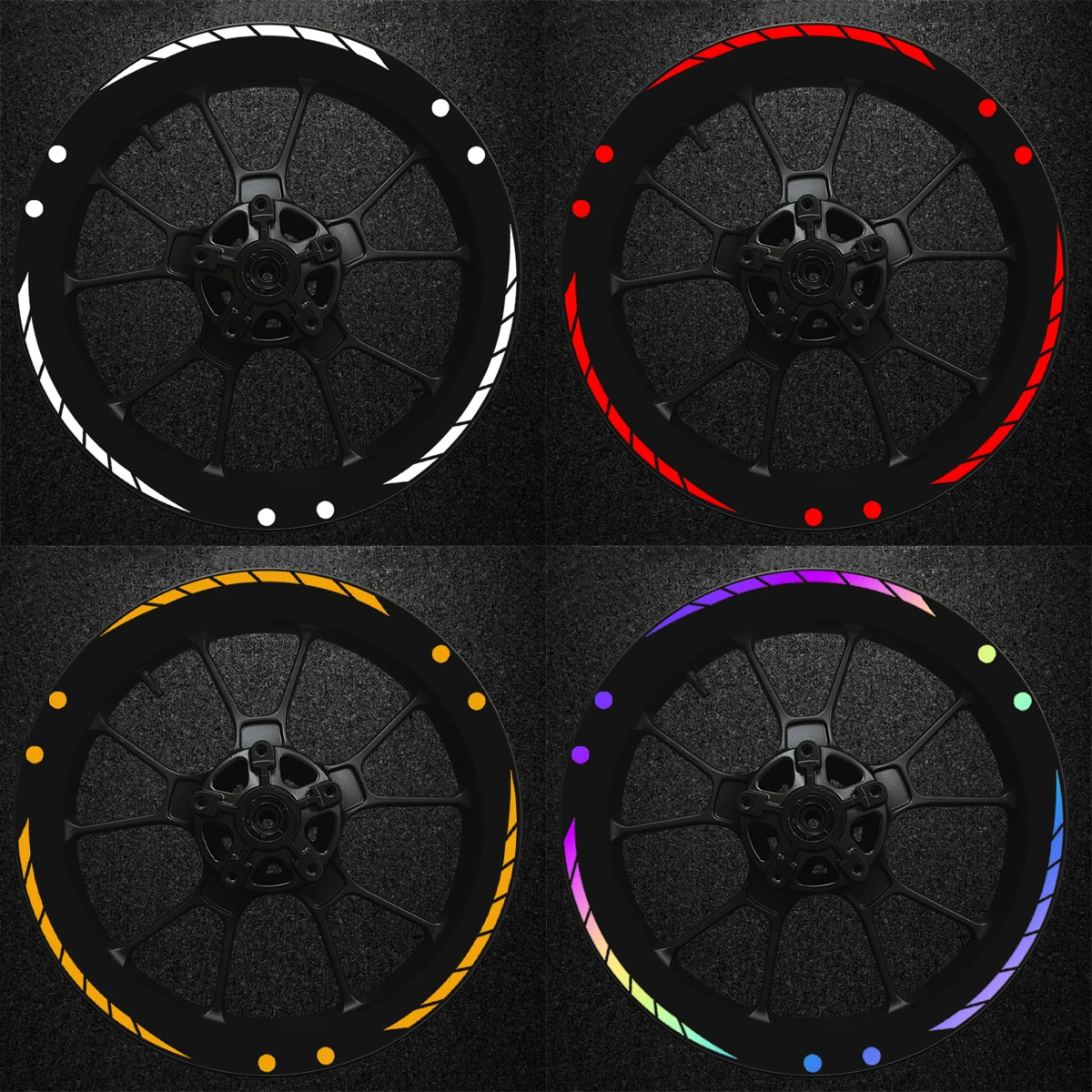 13 Stripe 28 Polka Dot 1 Set Reflective Motorcycle Wheel Hub Stickers for 17'' MT 03 07 09 SP 15 25 Rim Vinyl Accessories Decals