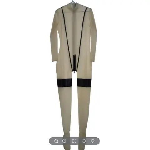 Natural latex clothing, latex jumpsuit with zipper at the back and crotch for men, customized size and color 0.4