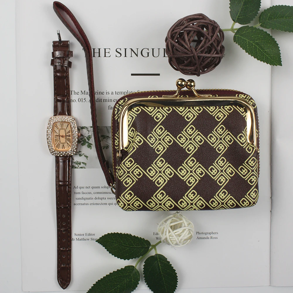 

2pcs Set Wallet Luxury Brand Women Multifunctional Quartz Watch Fashion Casual Luxury Woman Wallet for Perfect Gift
