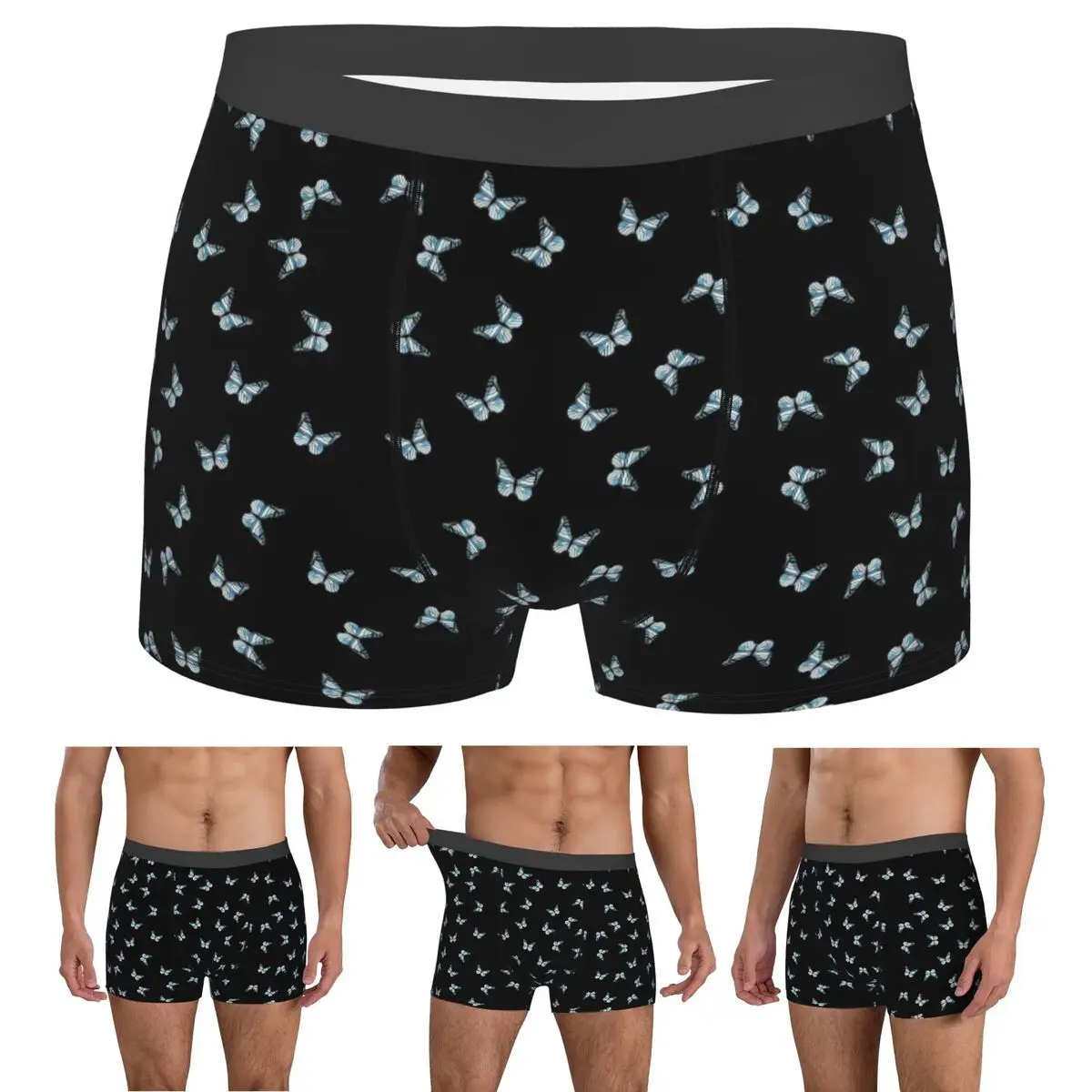 

Boxer Underpants Shorts Blue Pastel Butterflies Panties Men Comfortable Underwear for Homme Man Boyfriend Gift