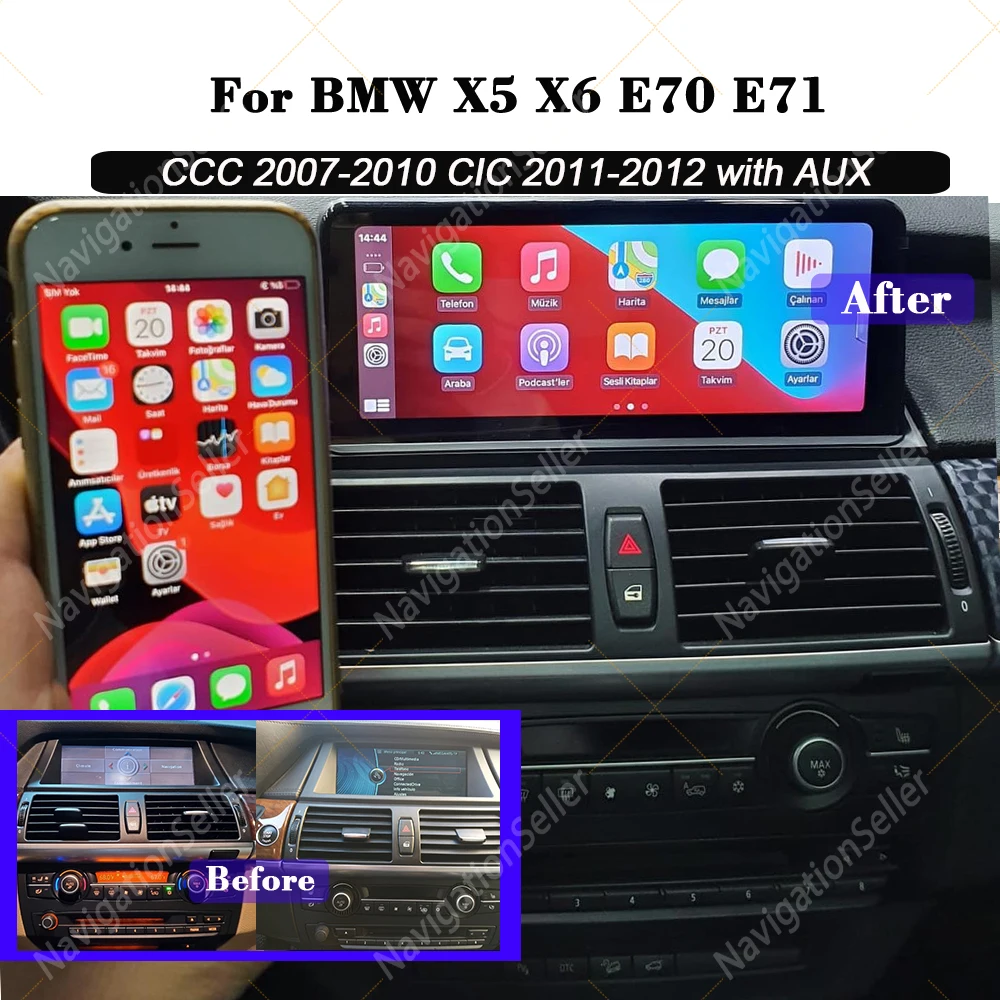 

Wireless CarPlay For BMW X5 E70 X6 E71 CCC CIC Android Auto 10.25 Touch Screen GPS Radio Multimedia System Car Stereo Head Unit
