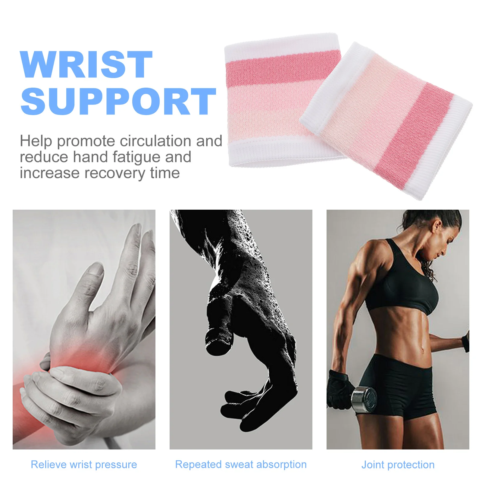

Basketball Sweat-absorbing Wrist Guard Protective Wristband Fitness Skin Care for Pink Man
