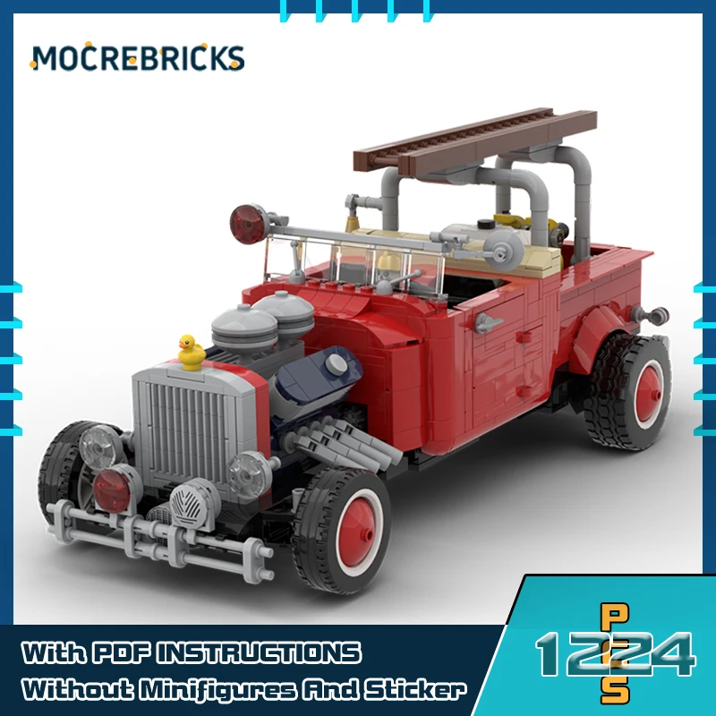 Hots Selling MOC Building Blocks Red Fire Engine Series Model Creative Engineering Vehicle Parts Assembly Children's Toys Bricks