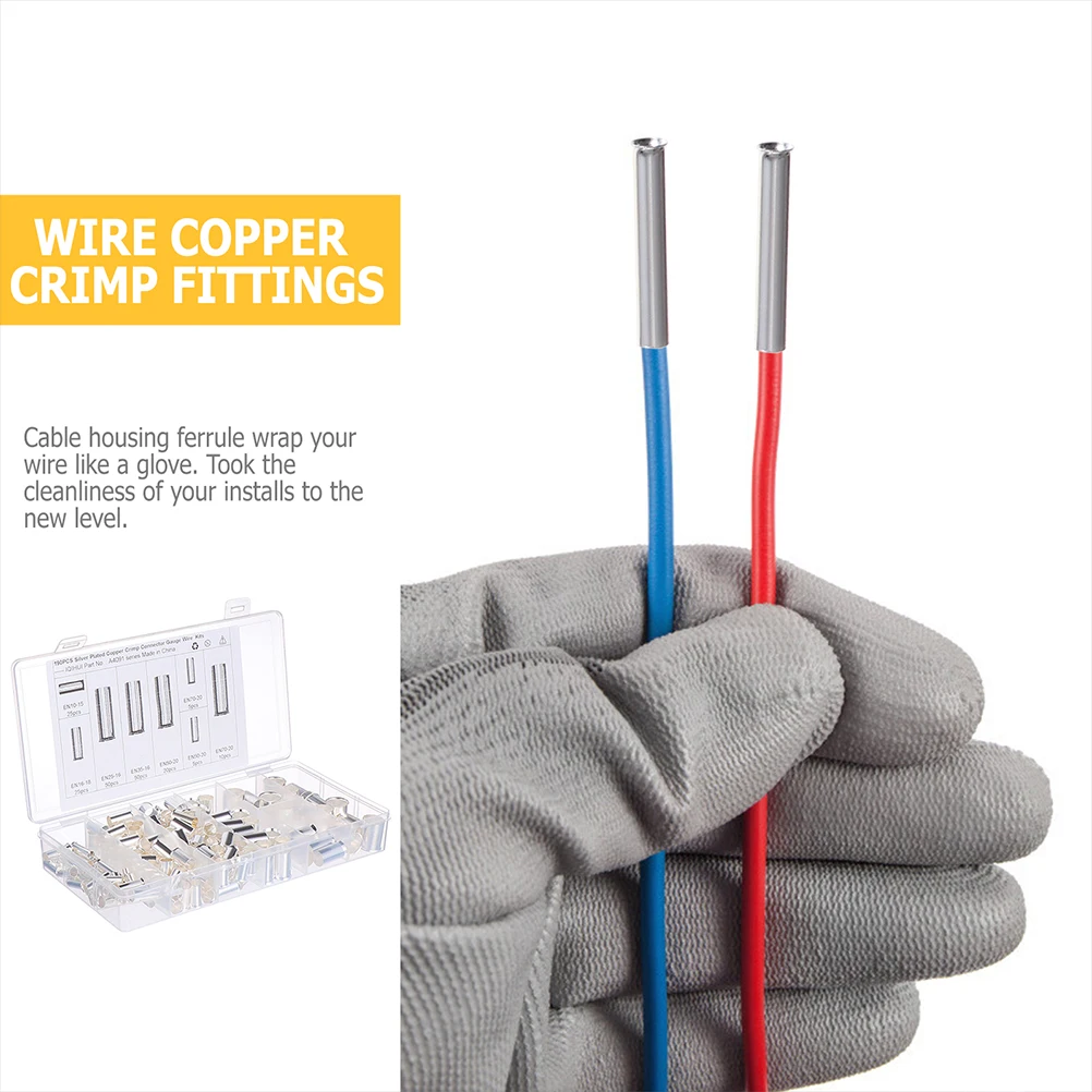 

200Pcs Copper Crimp Connector Wire Ferrules Pin Terminal Insulated Flare for Car Amplifier Wire Connector Electrical