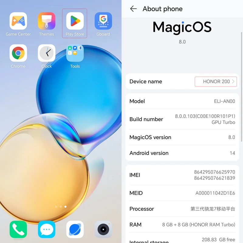 名誉-オリジナルの携帯電話200, 6.7インチ,120hz oledスクリーン,snapdragon 7 gen 3, 50mpカメラ,5200mahバッテリー,100w充電,GooglePlayストア