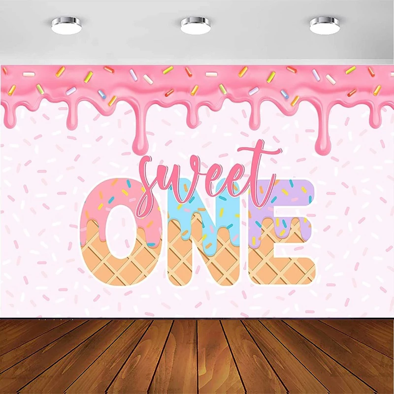 

Пончики Sweet One фон для фотосъемки для маленьких девочек Декор для дня рождения Фотосессия Фотографический фон Плакат Фотостудия