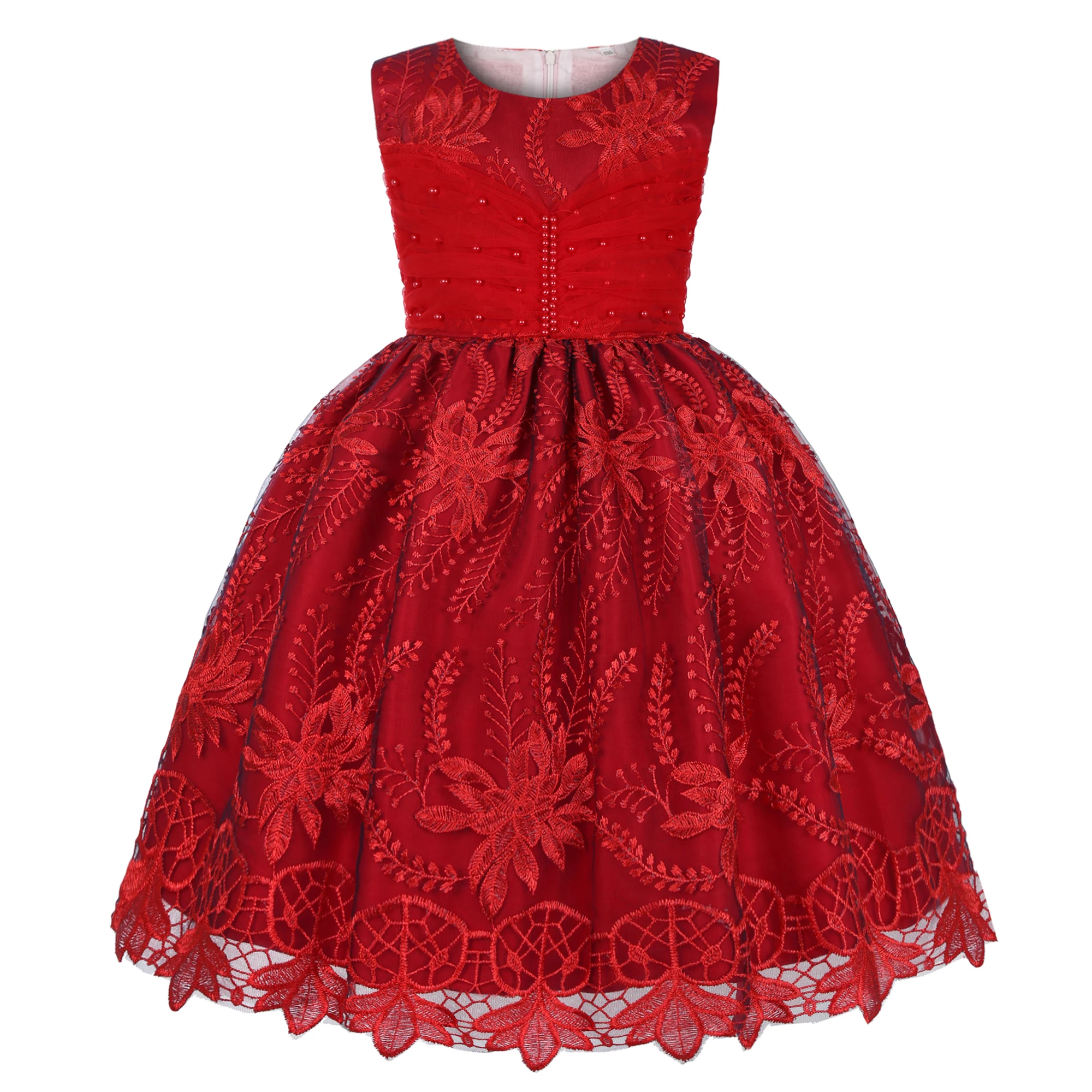Girls' lace beaded puff skirt dress - Children's festival costume, fashionable and elegant special occasion girl's set