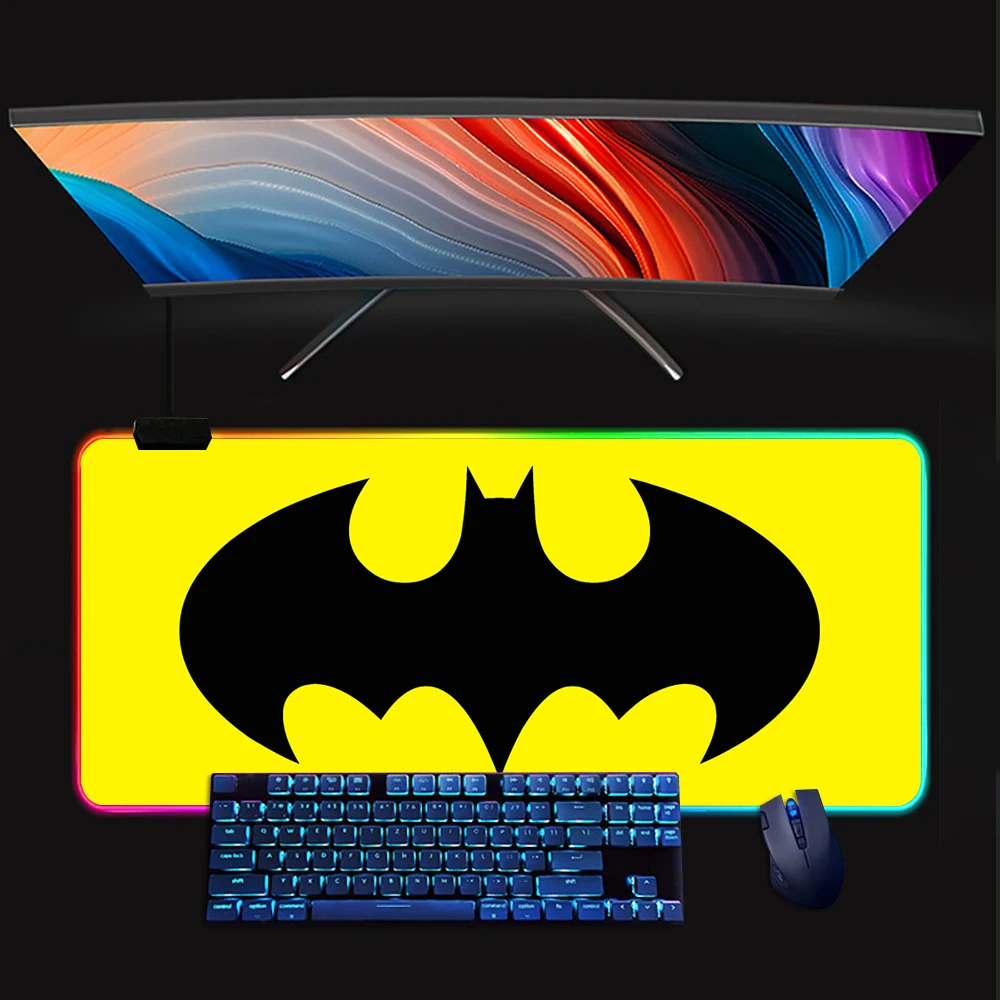 Batmans Movie RGB Pc Gamer Keyboard Mouse Pad Mousepad LED Glowing Mouse Mats Rubber Gaming Computer Mausepad