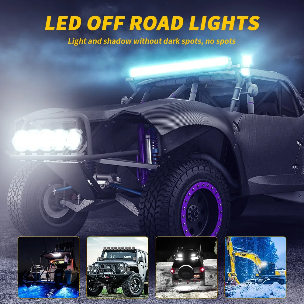 LED 러닝 라이트 바 오프로드 스포트라이트, 작업 조명, 4X4 스포트라이트, 12V 24V, 지프 트럭 자동차 오토바이 트랙터 SUV ATV LED 헤드라이트