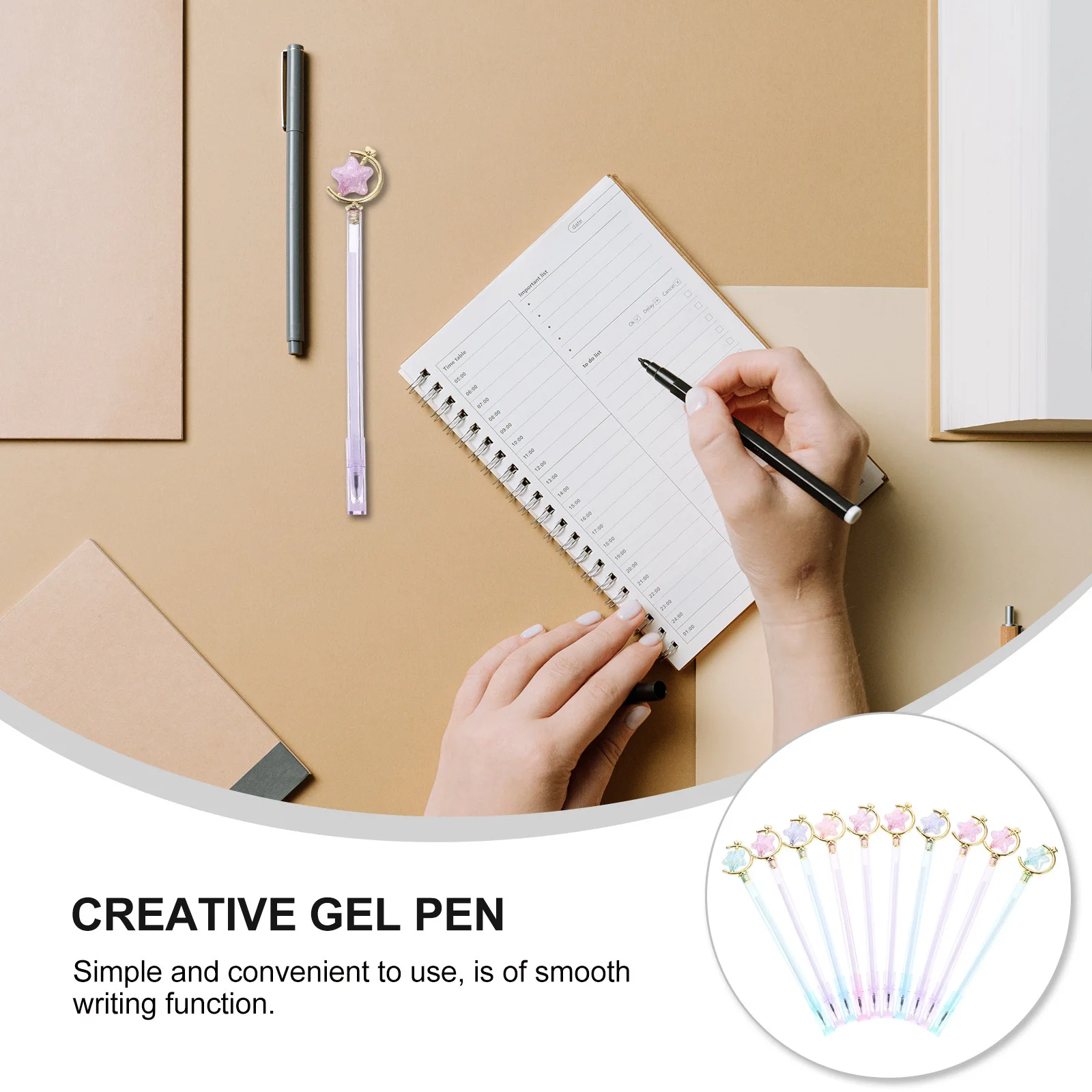 

10Pcs Stars Design Gel Ink Pens Elegant Writing Instrument for Notes Homework Signature Smooth Flow Students Stationery Set